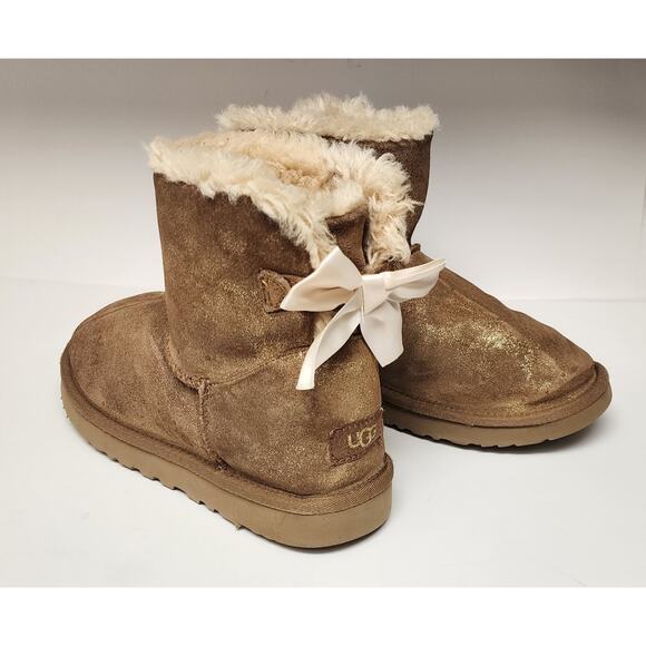 Ugg Mini Bailey Bow II Boot Chestnut Womens Size 8 1016501 - Picture 4 of 15